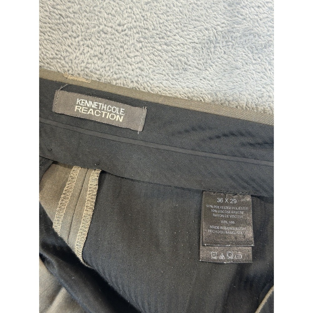 Kenneth Cole Reaction Dress Pants Mens 36x29 Brown Flat Front Straight Casual - Picture 8 of 9